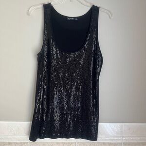 Apt. 9 Women's Black Sequin Scoopneck Tank Top Size XL